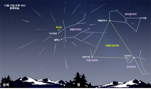 사진=국립과천과학관/쌍둥이자리 유성우 예상도