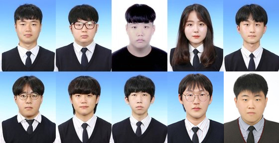 사진=충주공고/왼쪽 상단부터 윤상혁. 임지원, 유상철, 김나래, 노태형 학생. 왼쪽 하단부터 박주성, 김지석, 이재원, 윤한규, 이정한 학생.