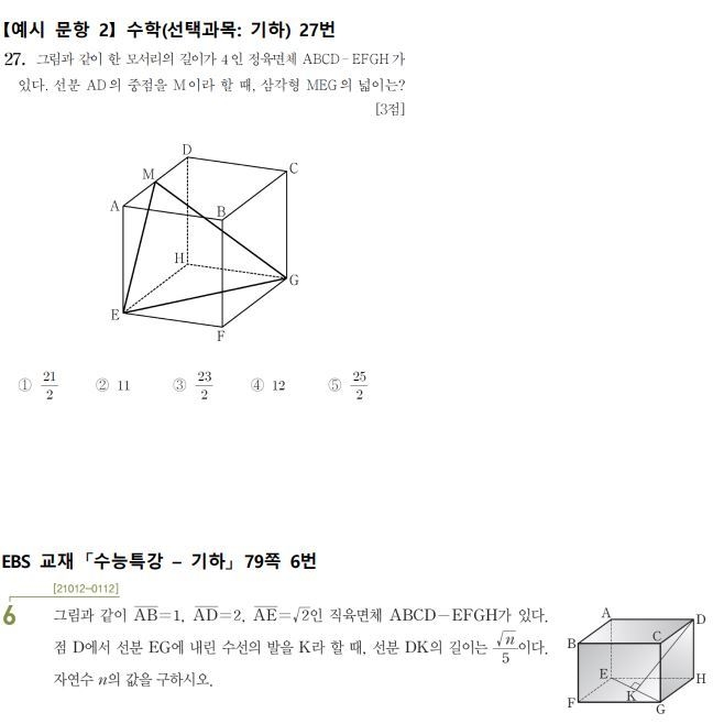 사진=교육부/2022 수능 수학 EBS 연계 에시 문항