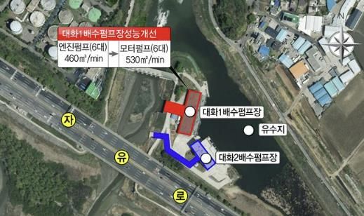 대화 배수펌프장 성능개선 위치도