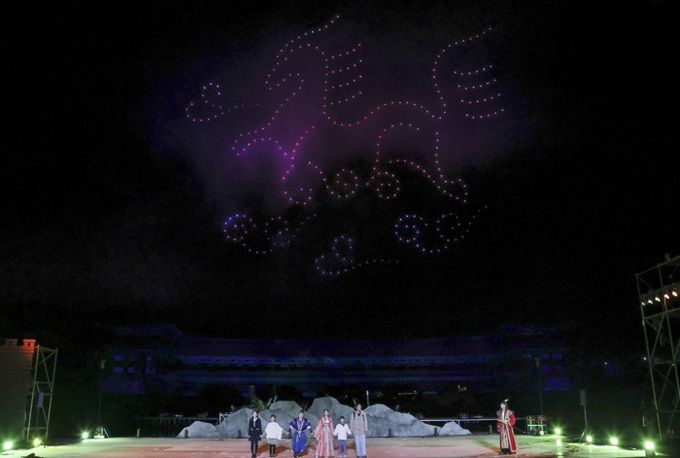 경주시가 실증사업에 나선 군집 드론 아트쇼 모습