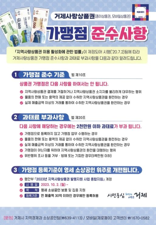 거제시, 지역사랑상품권 활성화 및 건전한 유통 문화 정착 유도
