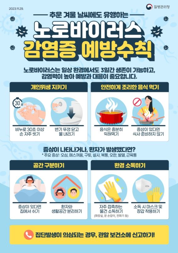 함양군 ‘ 전염성 강한 노로바이러스 예방수칙 준수 당부