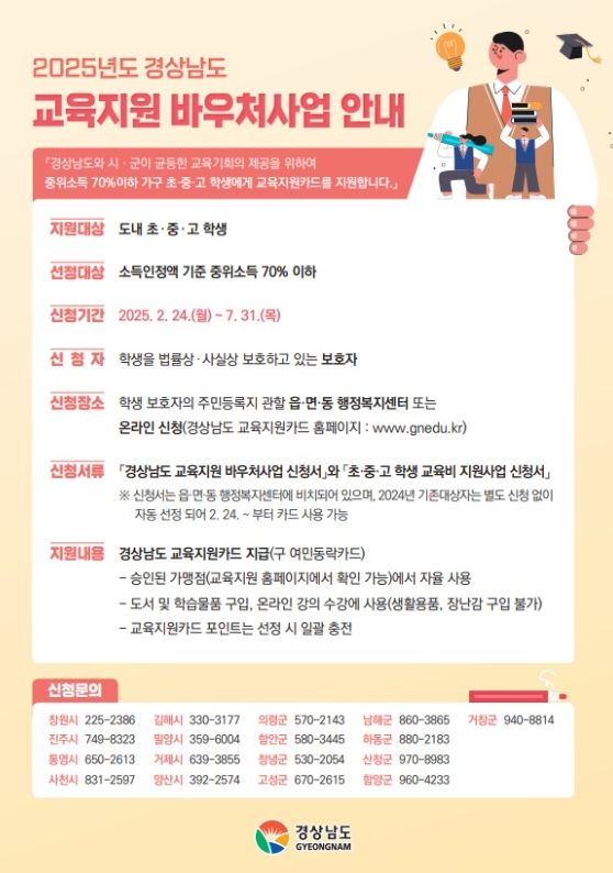 사천시, 2025년 경상남도 교육지원 바우처사업 추진