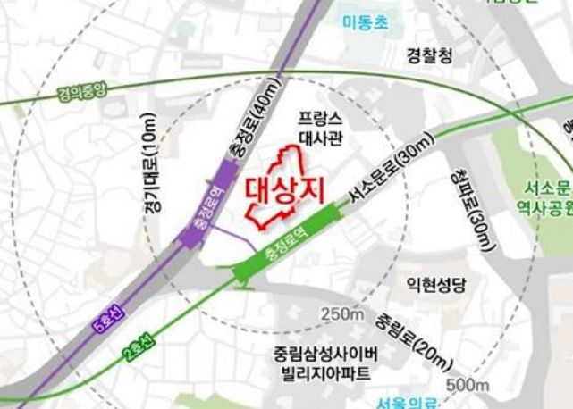 ‘충정로1 주택정비형 공공재개발 사업 구역’ 위치도