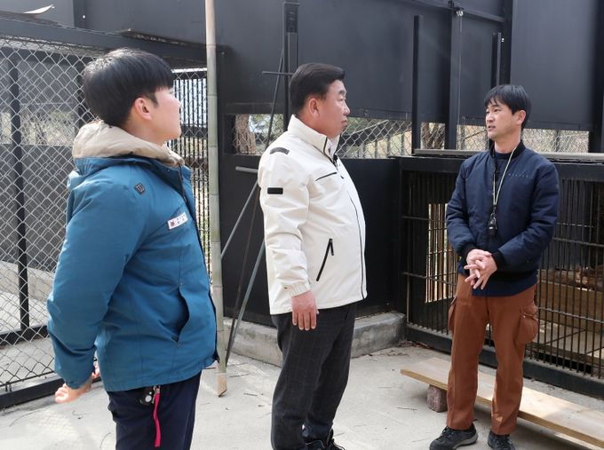 이범석 청주시장, 수술 앞둔 청주동물원 사자 ‘구름이’ 살펴