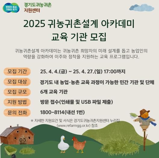 2025귀농귀촌설계아카데미교육기관모