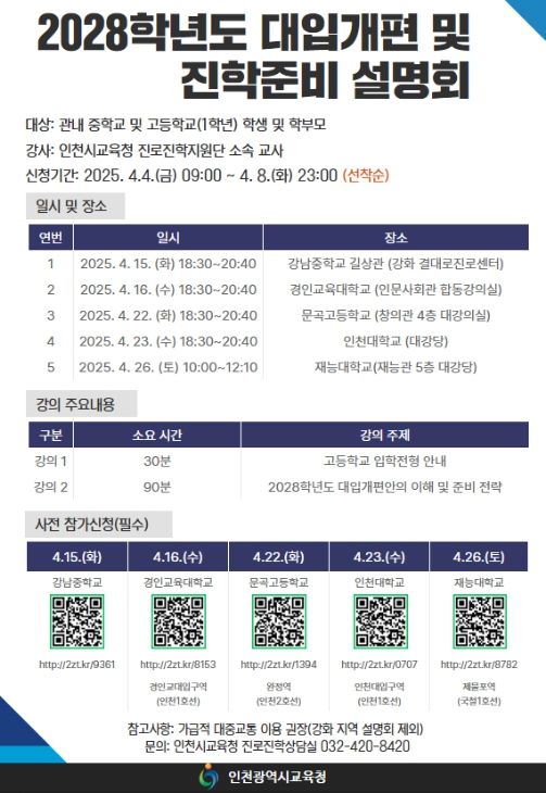 2028 대입개편안 및 진학준비 권역별 설명회 실