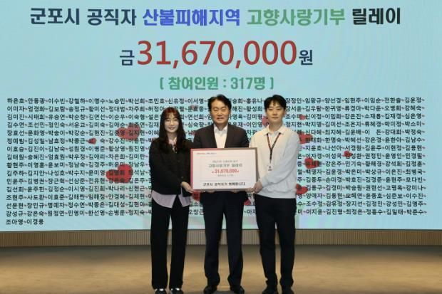 군포시 공무원들 산불피해 지역에 3,167만원 기부