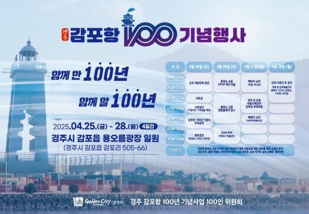 경주시 감포항 지정 100주년 기념행사, 25일부터 나흘간 개최