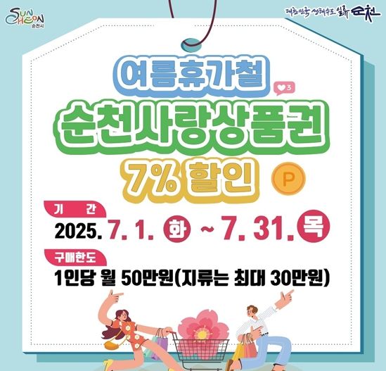 순천시, 7월 순천사랑상품권 7% 할인판매
