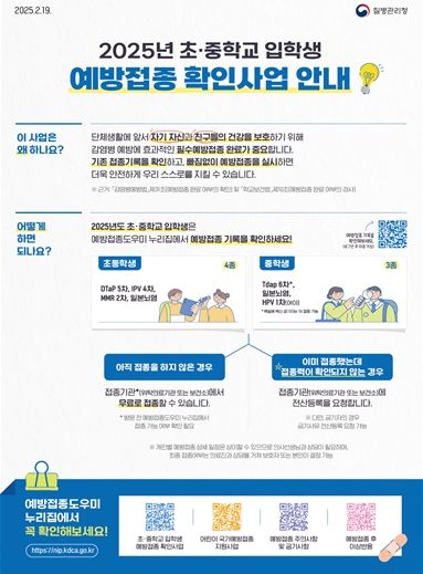 2025년 초·중학교 예방접종 확인사업 안내문