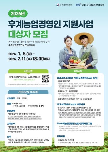 충남도 ‘후계농업경영인 지원사업’ 모집