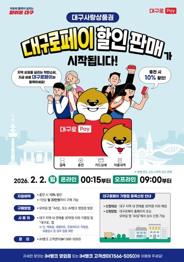 시민은 할인 혜택, 소상공인은 매출 회복! 총 3천억 원 규모 ‘대구로페이’ 2월 2일 판매 개